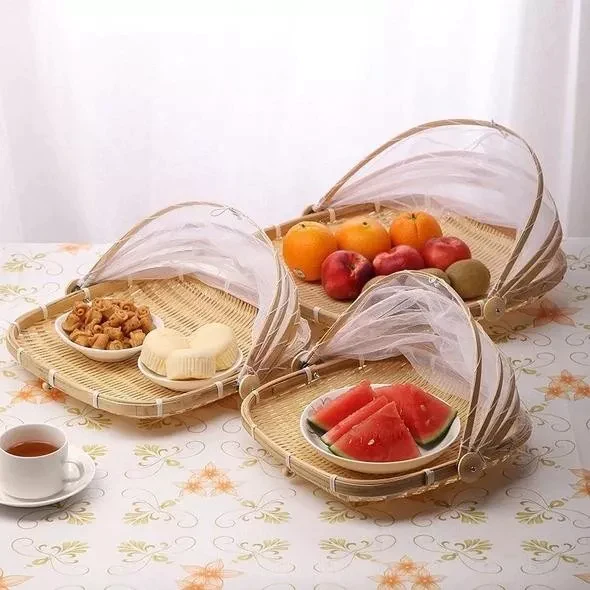 Manunclaims Food Serving Tent Basket, Sturdy Fruit Bowl Hand-Woven